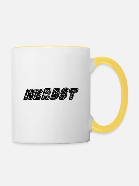 Herbstblätter Trenddesign - Tasse zweifarbig - Weiß/Gelb
