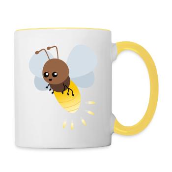 Dessin animé mignon luciole - Mug contrasté - blanc/jaune - Droite