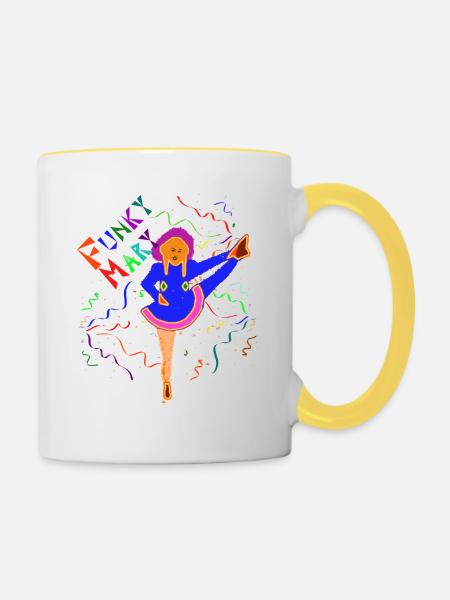 Funky Mary - Contrasting Mug - white/yellow