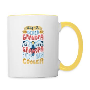 Biker grandpa - Contrasting Mug - white/yellow - Right