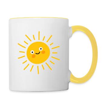 Summer, sun, sunshine, vacation, sunbeam - Contrasting Mug - white/yellow - Right