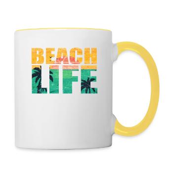 BEACH LIFE - Contrasting Mug - white/yellow - Right
