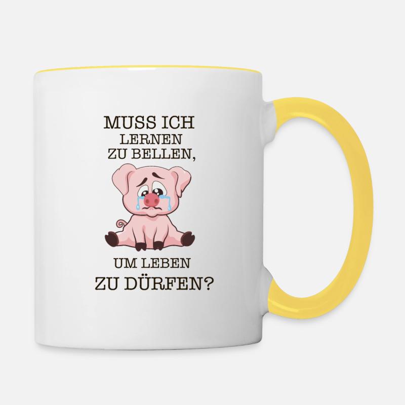 Dois-je apprendre à aboyer pour vivre? - Mug contrasté - blanc/jaune