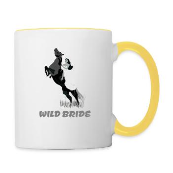 Wild Bride on horse - wild bride on the horse - Contrasting Mug - white/yellow - Right