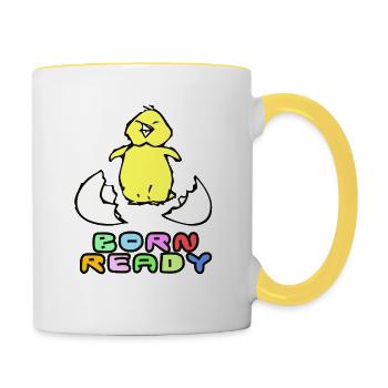 NÉ PRÊT - Mug contrasté - blanc/jaune - Droite
