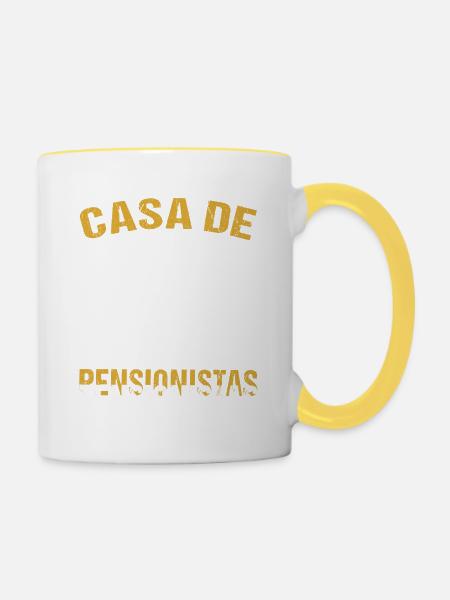 Wohnmobil Camping Rentner - Tasse zweifarbig - Weiß/Gelb