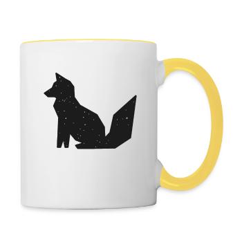 Modern minimal geometrisch Fuchs Wildtier - Tasse zweifarbig - Weiß/Gelb - Rechts