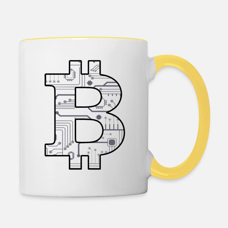 BITCOIN BTC - Tasse zweifarbig - Weiß/Gelb