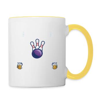 Kegeln Kegler Kegel Spruch lustig Geschenkidee - Tasse zweifarbig - Weiß/Gelb - Rechts