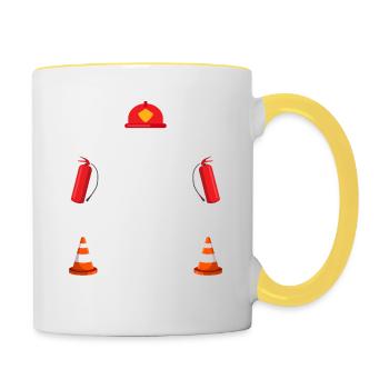 Feuerwehrfrau Mama Feuerwehr Mutter Muttertag - Tasse zweifarbig - Weiß/Gelb - Rechts