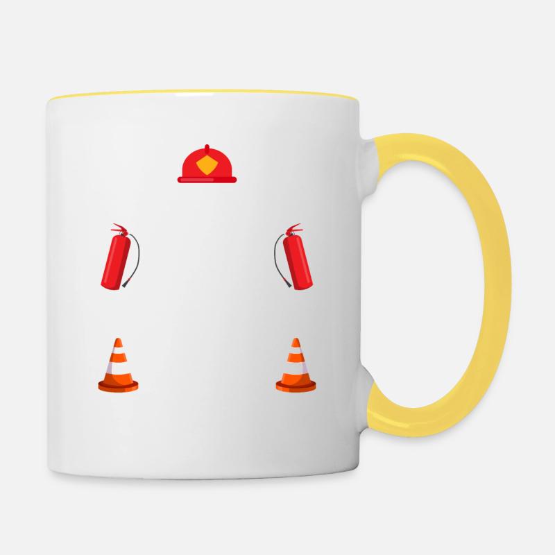 Feuerwehrfrau Mama Feuerwehr Mutter Muttertag - Tasse zweifarbig - Weiß/Gelb
