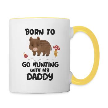 Geboren um mit Papa jagen zu gehen Nachwuchsjäger - Tasse zweifarbig - Weiß/Gelb - Rechts