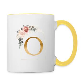 Monogramme personnalisable O Flower Arch - Mug contrasté - blanc/jaune - Droite