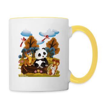 Tao Tao Und Seine Freunde Gruppenbild - Tasse zweifarbig - Weiß/Gelb - Rechts