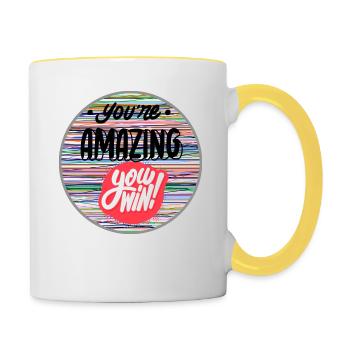 motivation, inscription cool, beau T-shirt - Mug contrasté - blanc/jaune - Droite