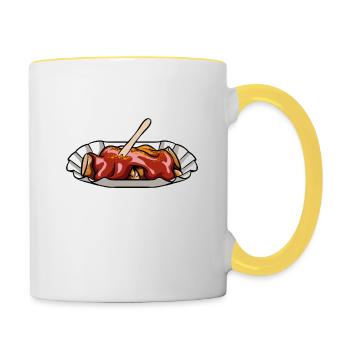 Ich lasse Currywurst verschwinden - Essen- Spruch - Tasse zweifarbig - Weiß/Gelb - Rechts