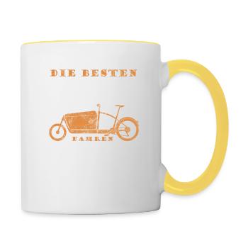 Die besten Mamas fahren Lastenfahrrad - Tasse zweifarbig - Weiß/Gelb - Rechts