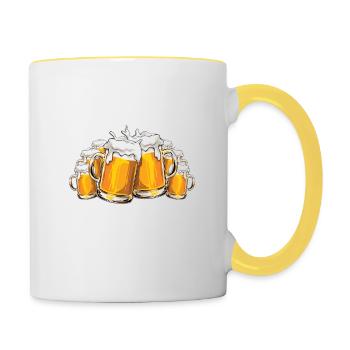 Tagesbedarf - Bier trinken - Vitamin C - Spruch - Tasse zweifarbig - Weiß/Gelb - Rechts