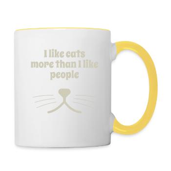 I like cats better than humans - saying - Contrasting Mug - white/yellow - Right