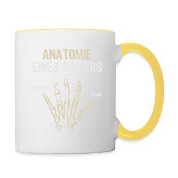 Gamer Anatomie - Gaming - Computerspiele - Tasse zweifarbig - Weiß/Gelb - Rechts