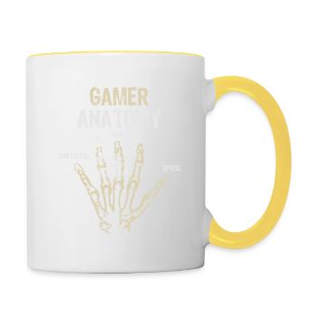 Gamer Anatomy - Gaming - Computerspiele - Tasse zweifarbig - Weiß/Gelb - Rechts