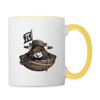 Pi Rat - Pirate, jeu de mots amusant avec rat - Mug contrasté - blanc/jaune - Droite