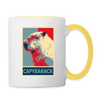 Capybarack - Capybara Hope Style d’affiche - Mug contrasté - blanc/jaune - Droite