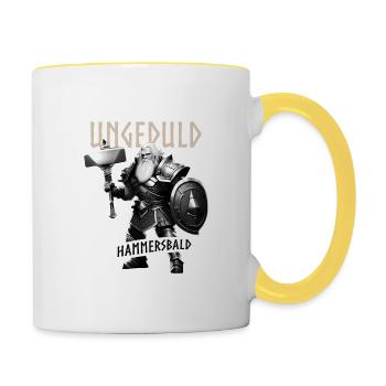 Der nordische Gott der Ungeduld - Hammersbald - Tasse zweifarbig - Weiß/Gelb - Rechts