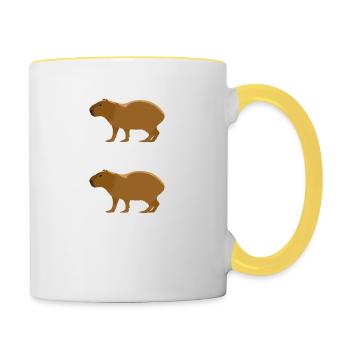 Copybara - Capybara Wortspiel Copy Style - Tasse zweifarbig - Weiß/Gelb - Rechts