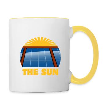 Harvesting the Sun - Solar Energy - Photovoltaics - Contrasting Mug - white/yellow - Right