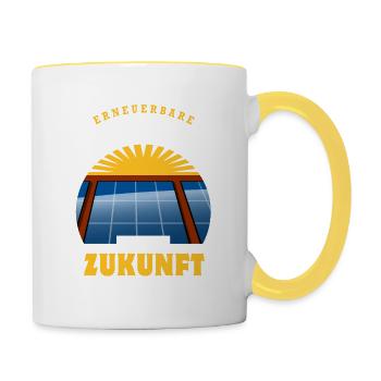 Erneuerbare Energie ist die Zukunft - Photovoltaik - Tasse zweifarbig - Weiß/Gelb - Rechts