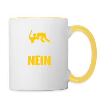 Warum hast du nicht nein gesagt? Saufen Kotzen - Tasse zweifarbig - Weiß/Gelb - Rechts
