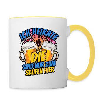 JGA Junggesellenabschied - Ich heirate - Tasse zweifarbig - Weiß/Gelb - Rechts