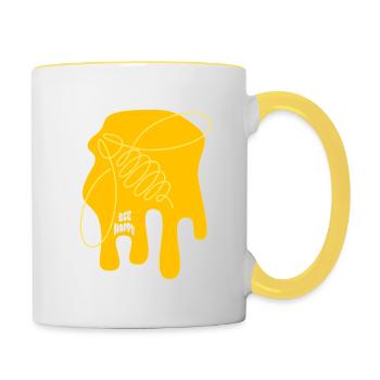 Soyez joyeux - Abeille - abstrait - Art graphique - Mug contrasté - blanc/jaune - Droite