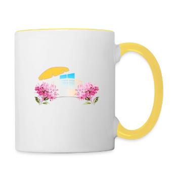 Urlaub auf Balkonien - Blütenmeer - Haustralien - Tasse zweifarbig - Weiß/Gelb - Rechts