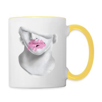 Bubble Gun Half Face White Sculpture Back - Contrasting Mug - white/yellow - Right