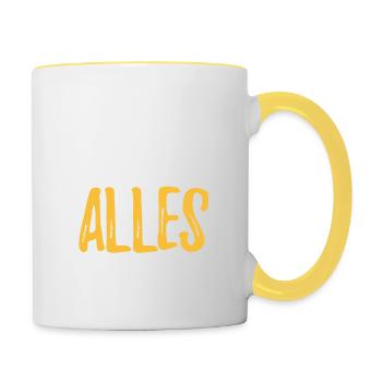 Zusammen alles außer nüchtern - Saufen - Spruch - Tasse zweifarbig - Weiß/Gelb - Rechts
