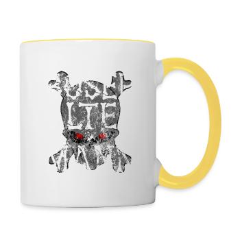Böser alter Mann - Totenkopf - Männertag - Spruch - Tasse zweifarbig - Weiß/Gelb - Rechts