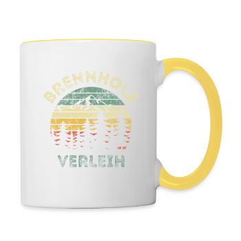 Brennholz Verleih - Ironie - Spruch - Tasse zweifarbig - Weiß/Gelb - Rechts
