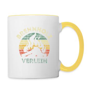 Brennholz Verleih - Ironie - Spruch - Tasse zweifarbig - Weiß/Gelb - Rechts
