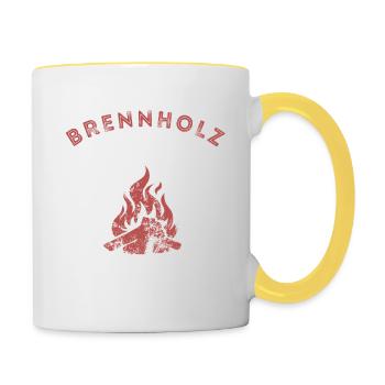 Brennholz Verleih - Ironie - Spruch - Tasse zweifarbig - Weiß/Gelb - Rechts