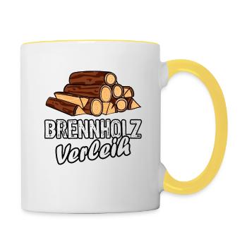 Brennholz Verleih - Ironie - Spruch - Tasse zweifarbig - Weiß/Gelb - Rechts