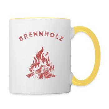 Brennholz Verleih - Ironie - Spruch - Tasse zweifarbig - Weiß/Gelb - Rechts