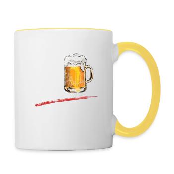 Schlager und Bier - Dafür bin ich hier - Metal - Tasse zweifarbig - Weiß/Gelb - Rechts