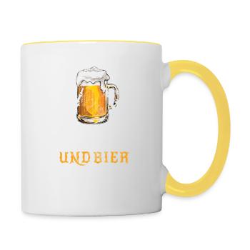 Schlager und Bier - Dafür bin ich hier - Metal - Tasse zweifarbig - Weiß/Gelb - Rechts