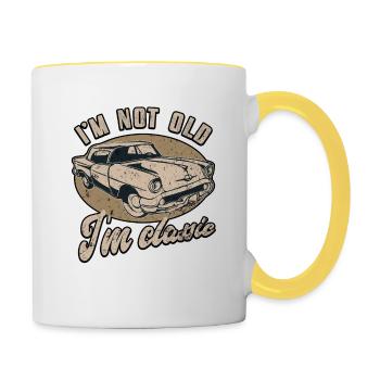 I'm not old I'm classic - Vintage Retro Auto - Contrasting Mug - white/yellow - Right