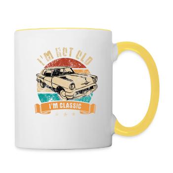 I'm not old I'm classic - Vintage Retro Auto - Contrasting Mug - white/yellow - Right
