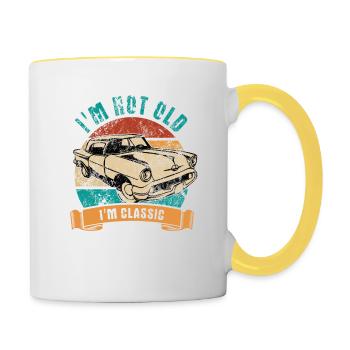I'm not old I'm classic - Vintage Retro Auto - Contrasting Mug - white/yellow - Right