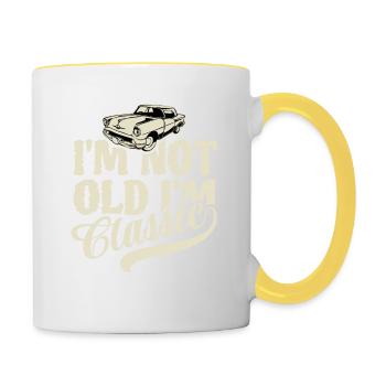 I'm not old I'm classic - Vintage Retro Auto - Contrasting Mug - white/yellow - Right