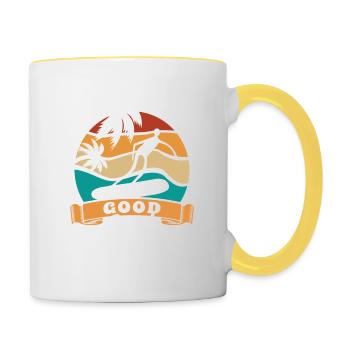 Good vibes, good waves, good surf - surfer gift - Contrasting Mug - white/yellow - Right